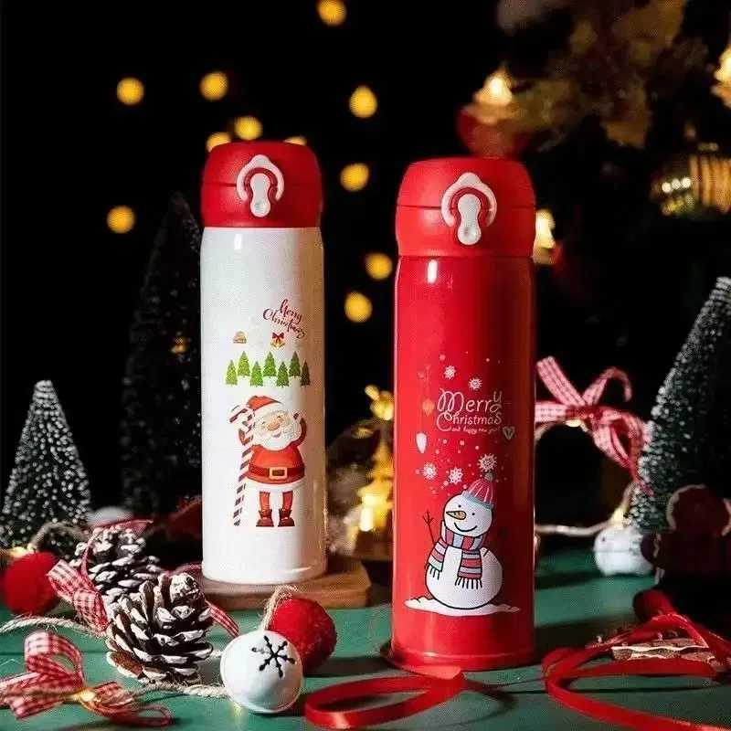 Christmas Christmas Thermos Cup Cartoon Christmas Tree Stainless Steel Insulated Mug Outdoor Travel Coffee Cup Christmas Childrens Gift Y251112