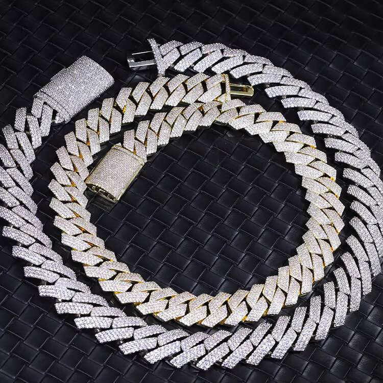 Handmade Heavy Wide 15/20mm GRA Moissanite Sterling 925 Cuban Link Chain for Rope