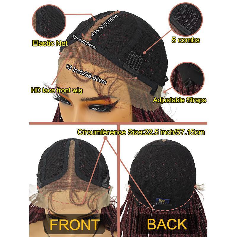 30 Inch Women Weaving Full Box Knotless Lightweight Braids Lace Front Black and Bury Handmade Weave Synthetic Wigs with Baby Hair
