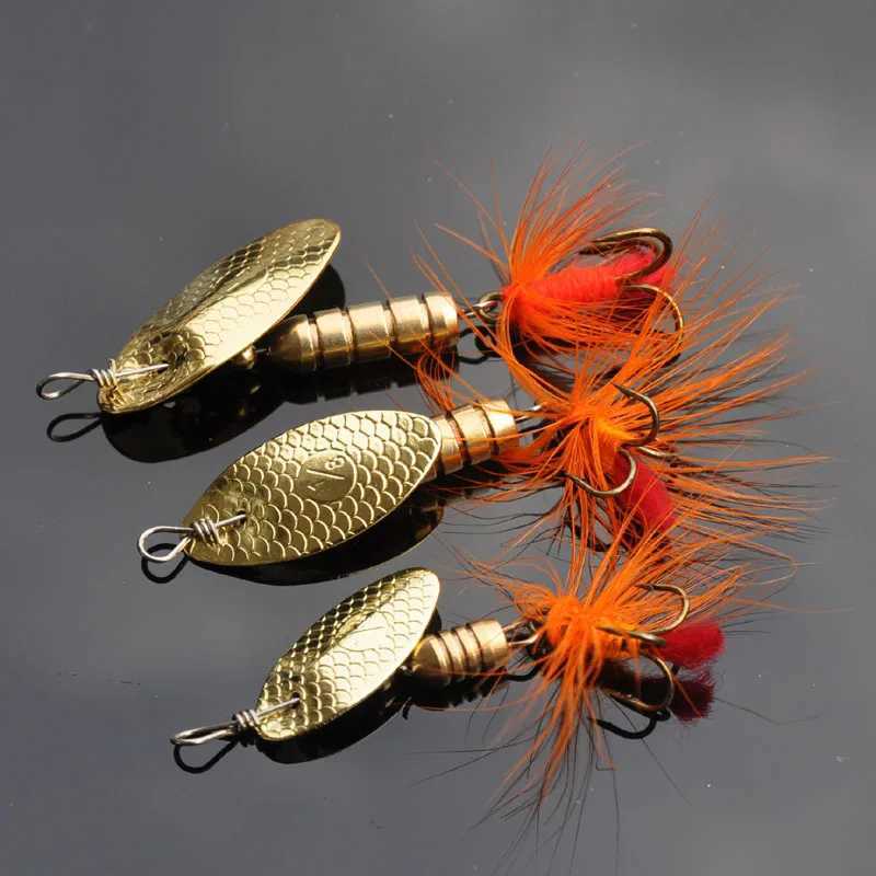 2pcs Spinner Spoon Lure 2.5g 4g 5.5g Rotating metal sequins bait treble Hooks Crankbait Hard Bait artificial Fishing Lure Tackle Z250411