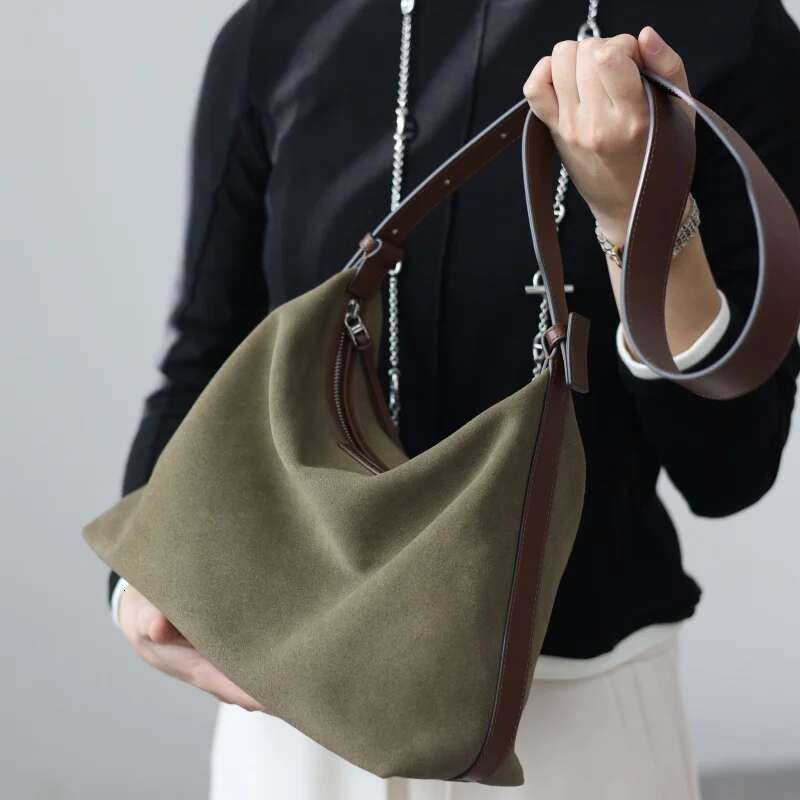 Women's Large Capacity Zipper Crossbody Bags Vintage Handbag Soft Shoulder Bag With Adjustbale Shoudler Strap