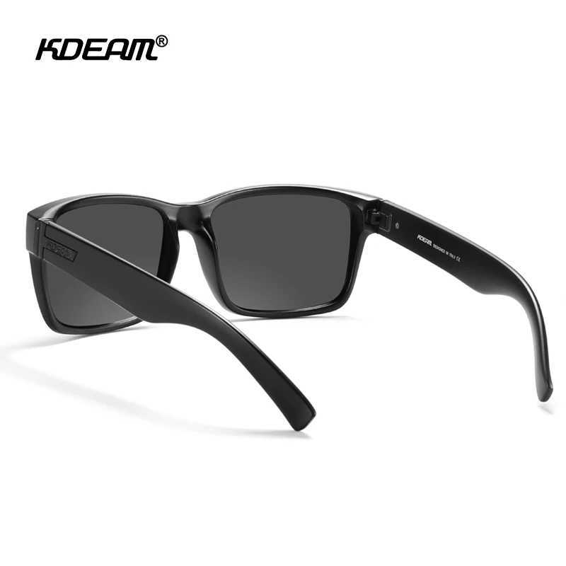 KDEAM New All Black Square Polarized Sunglasses Men Flat Top Designer Polaroid Glasses Accessories Included CE Z250411