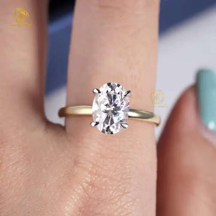 14K Solid Gold Solitaire 2.5carat Oval Moissanite Ring Engagement Vvs Moissanite Engagement Ring