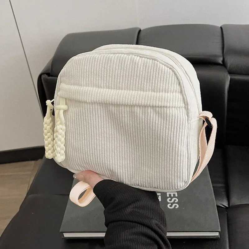 Simple Versatile Crossbody Bag Fashionable Casual Small Square Bag Personalized Commuting Shoulder Bag Corduroy Unisex HandbagT2511112