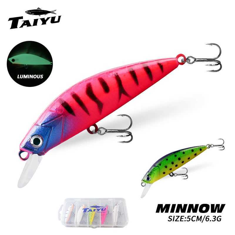 TAIYU 5pcs Fishing Lure Set 50mm 6.3g Luminous Minnow Bait Slow Sinking Lure Far Casting Swimbait Realistic Artificial Hard Bait Z250411