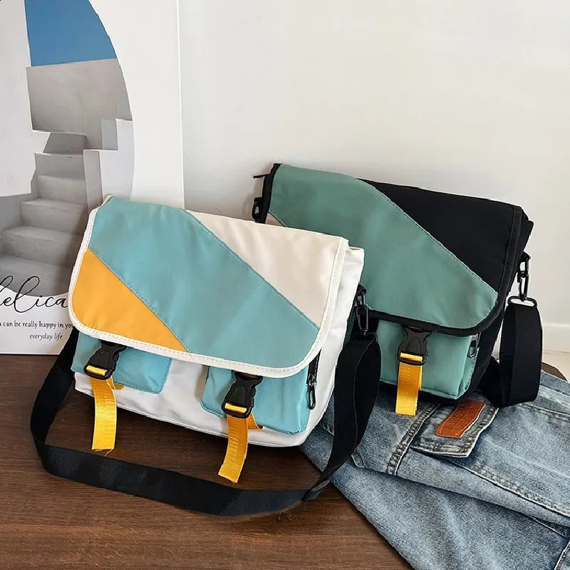 Waterproof nylon messenger bag womens canvas handbag shoulder cross body bag large capacity casual student backpack 250411