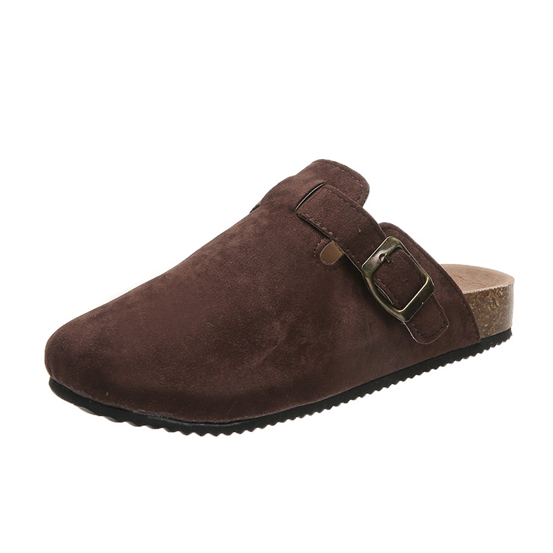 Designer slippers Baotou Half Dragged free Shipping One foot sandals Round head half drag Women wearing sandals outside