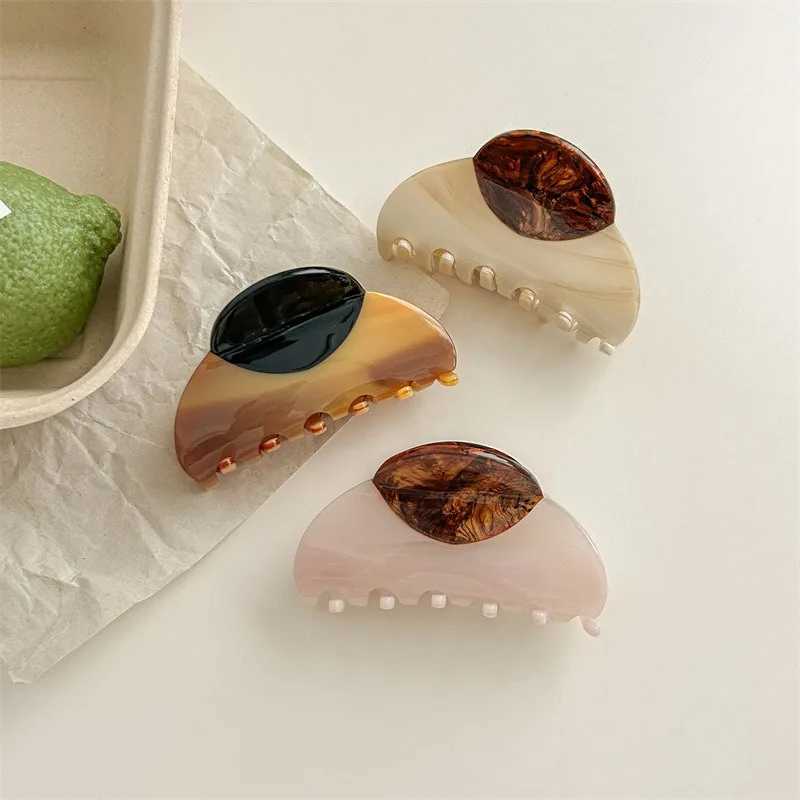 Retro patchwork acetic acid hair clip womens headscarf 2024 high-quality Korean elegant geometric hair clip Y2504012