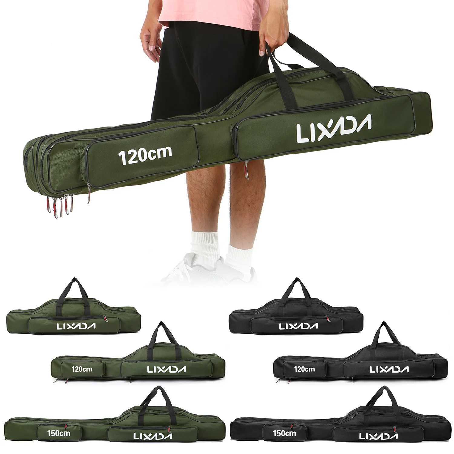 Lixada 3 Layers Fishing Pole Bag Portable Folding Rod Carry Case Fishing Reel Tackle Storage Bag Case fishing tackle storage bag Z250411