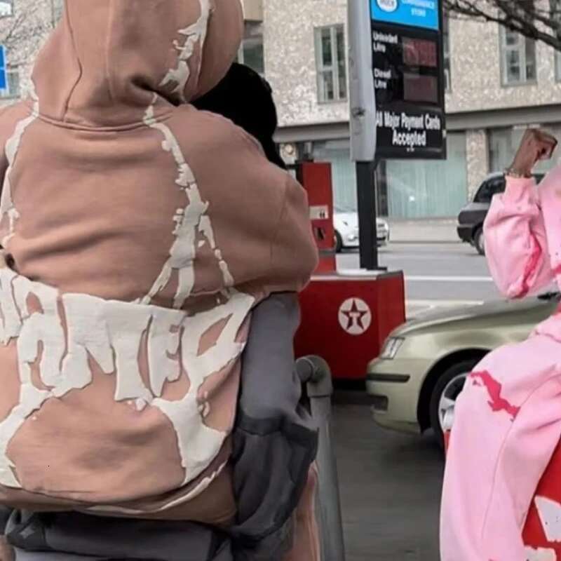 Foam Printing Hoodies Hip Hop Fashion Irregular Pattern Hoodie Pants Set Women Y2k Streetwear Skateboard Oversize Sweatshirt