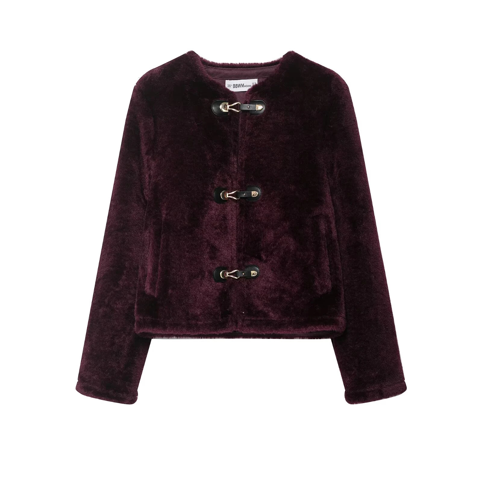 2025 AutumnWinter Product Womens Commuting Warm Lamb Wool Rope Knot Round Neck Double sided Jacket Coat 251107