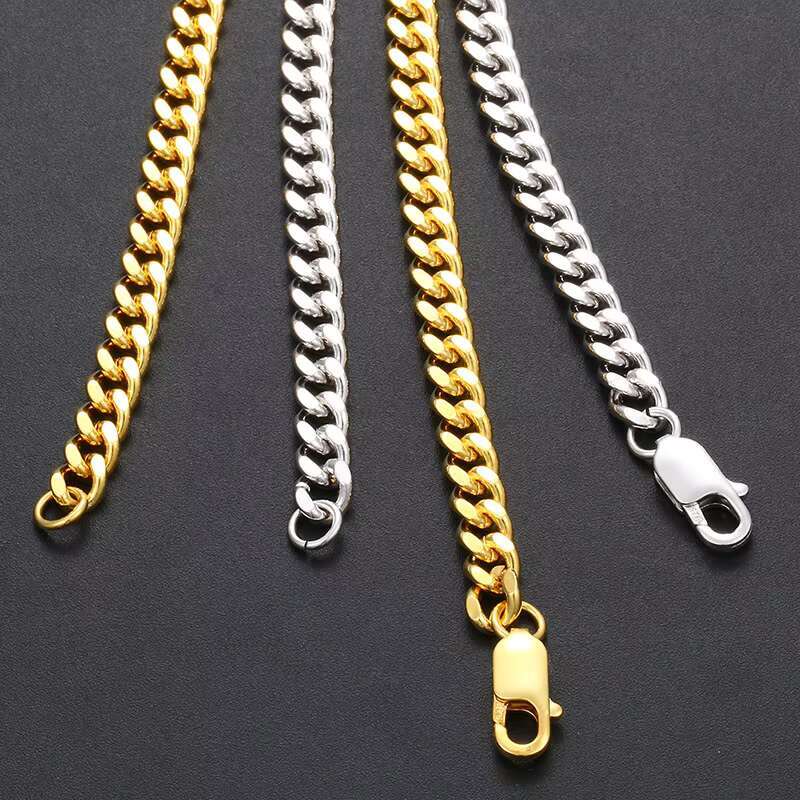 Trend Leader High Quality Smooth Gold Plated 925 Sterling Silver 5mm Cuban Link Chain Rope Chain