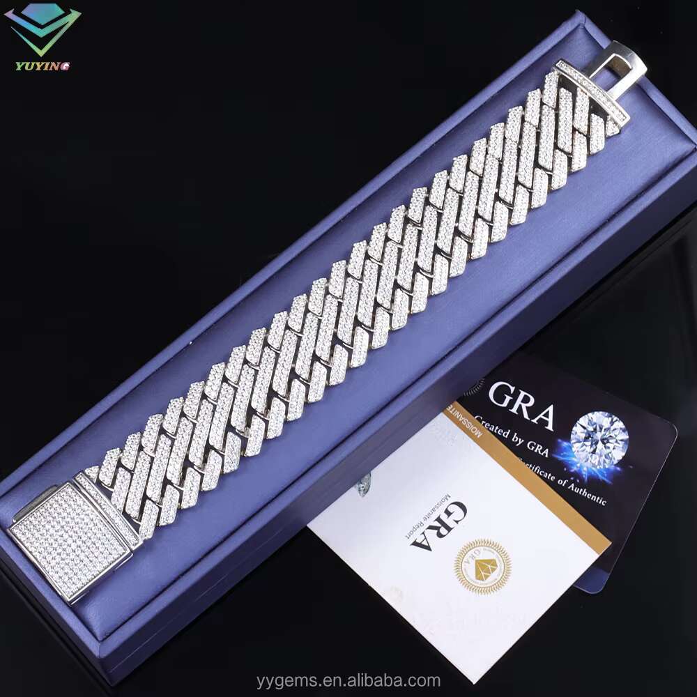 Yu Ying Gems Unique Design Jewelry 925 Silver VVS Moissanite Watch Hip Hop Bracelet Iced Out Cuban Link Bracelet