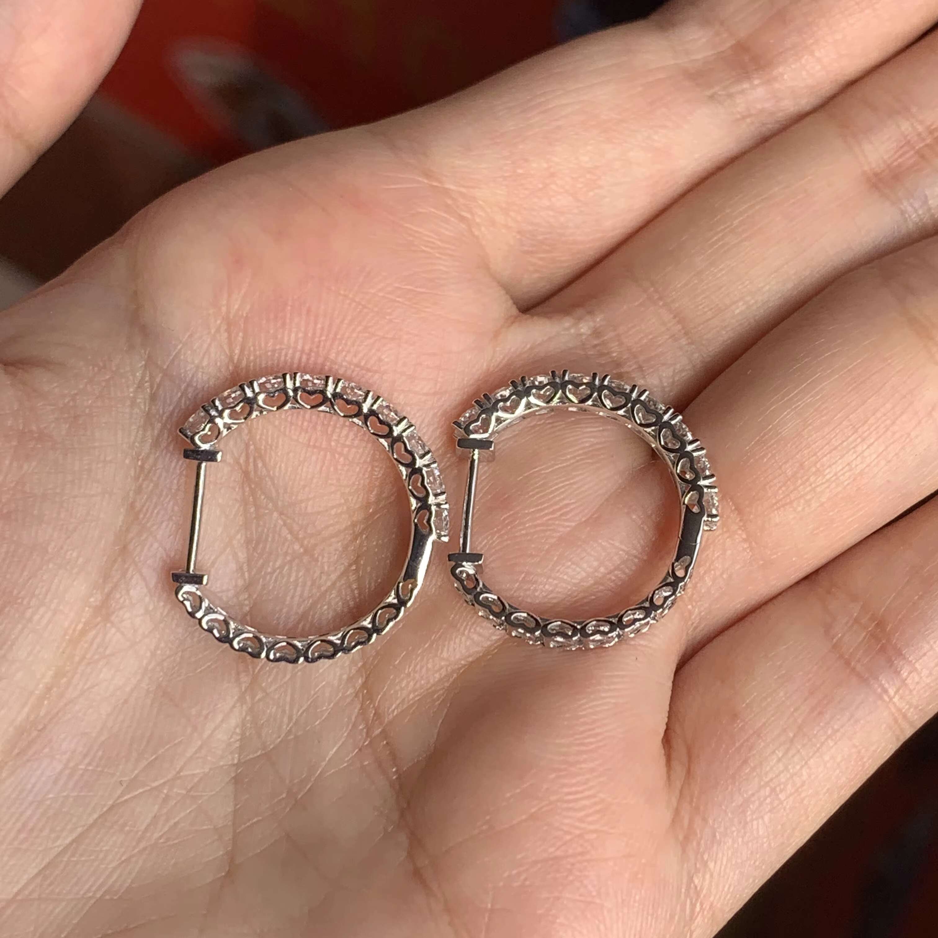 Fancy Jewelry Custom 10K 14K 18K White/Yellow/Rose Gold Material D FL Round 2.9MM Moissanite Diamond Hoop Earrings