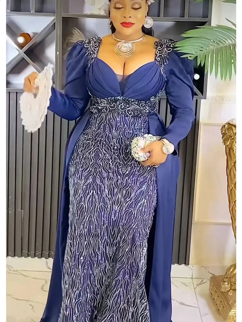 Extra Large Evening Dress African Womens y Glitter Elegant Christmas Wedding Party Long Ankara 250411