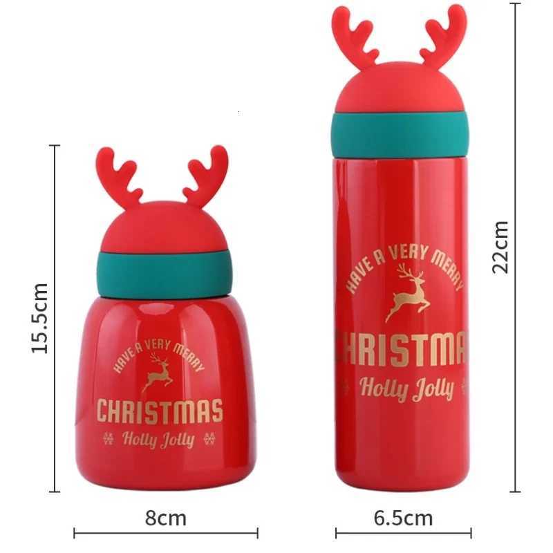 Christmas 300/330ml Christmas Thermos Cup Stainless Steel Coffee Bottles Cute Cartoon Antler Water Bottle Couple Cups Xmas New Year Gifts Y251112