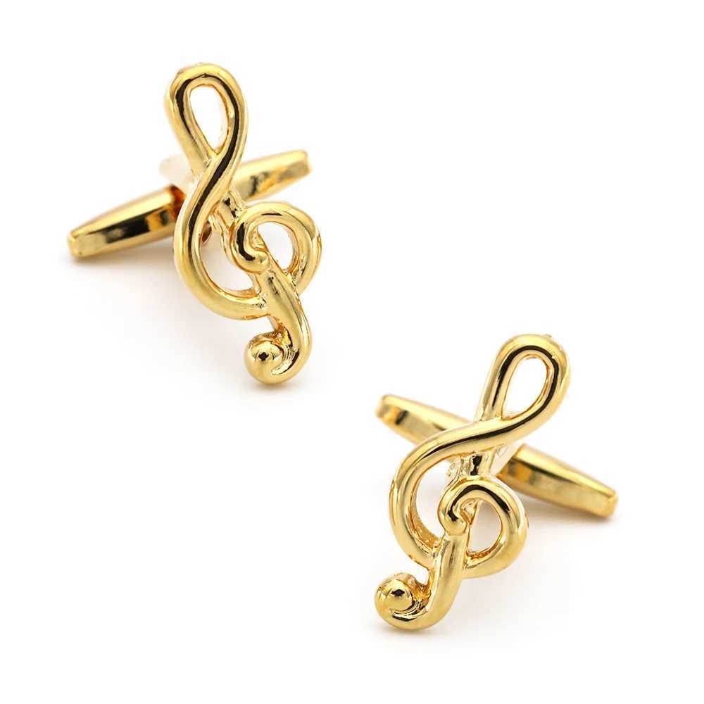 Mens music note cufflinks made of high-quality copper material with gold music design. Wholesale and retail of cufflinksT250412