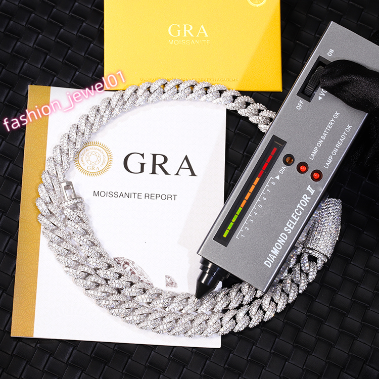 Yu Ying Sterling Silver Miami Chain 6mm 9mm 13mm Iced Out Moissanite Bling Cuban Chain Hip Hop Necklace