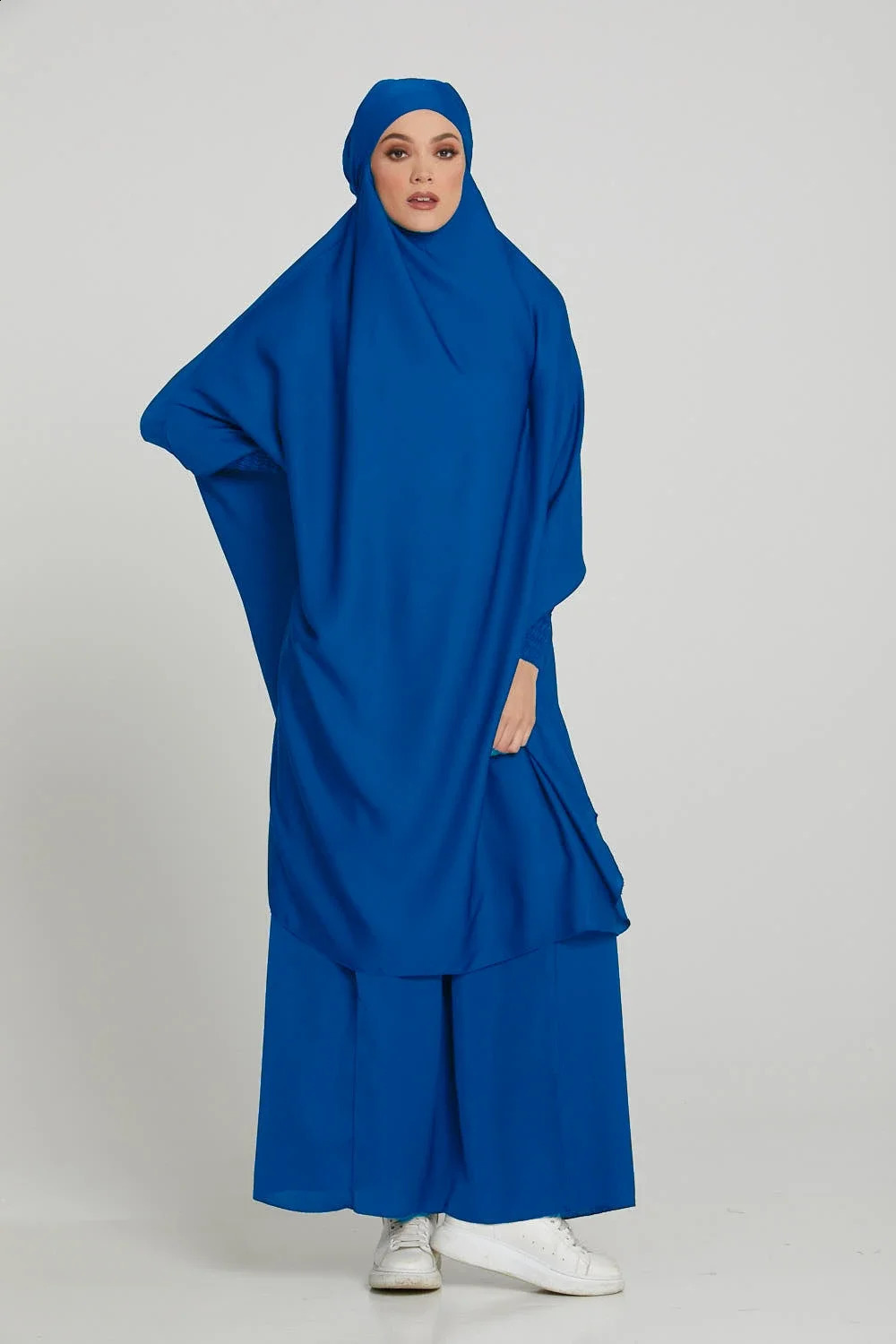 Muslim kimono twopiece Jilbab prayer set Abaya female batwing headscarf dress Kaftan robe long Khimar Islamic cloth Ramadan 250411
