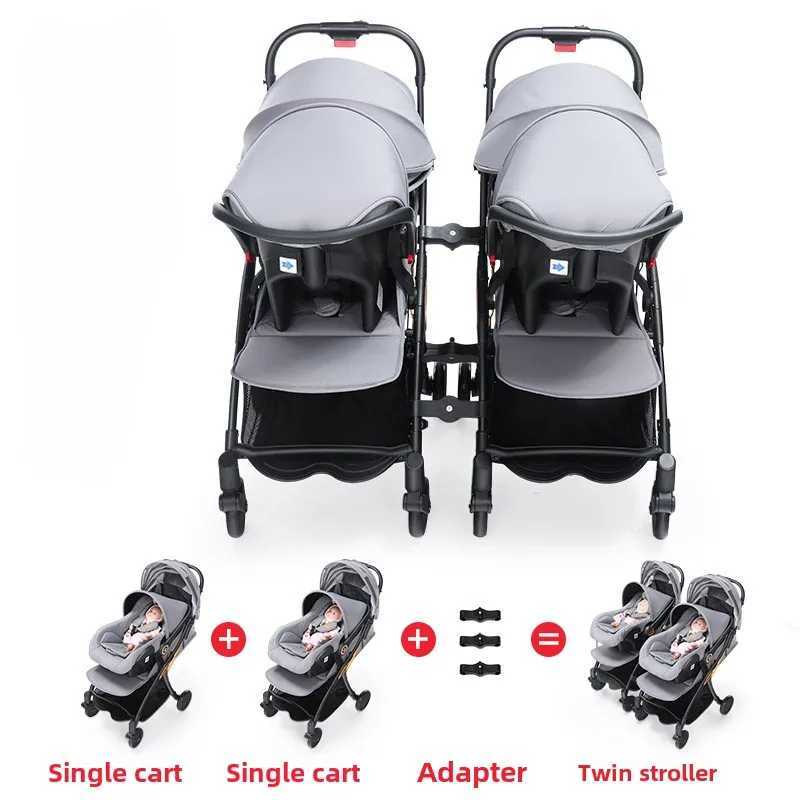 Lightweight double stroller with car seat portable double stroller for defecation detachable and foldable baby stroller W250411