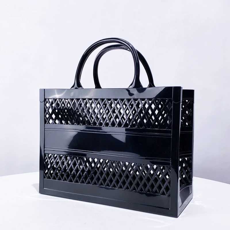 Fashion Jelly Buns Tote Bags For Women Luxury Designer Handbags Purses 2024 New In PVC Hollow Top Handle Large Capacity ShoulderC250412