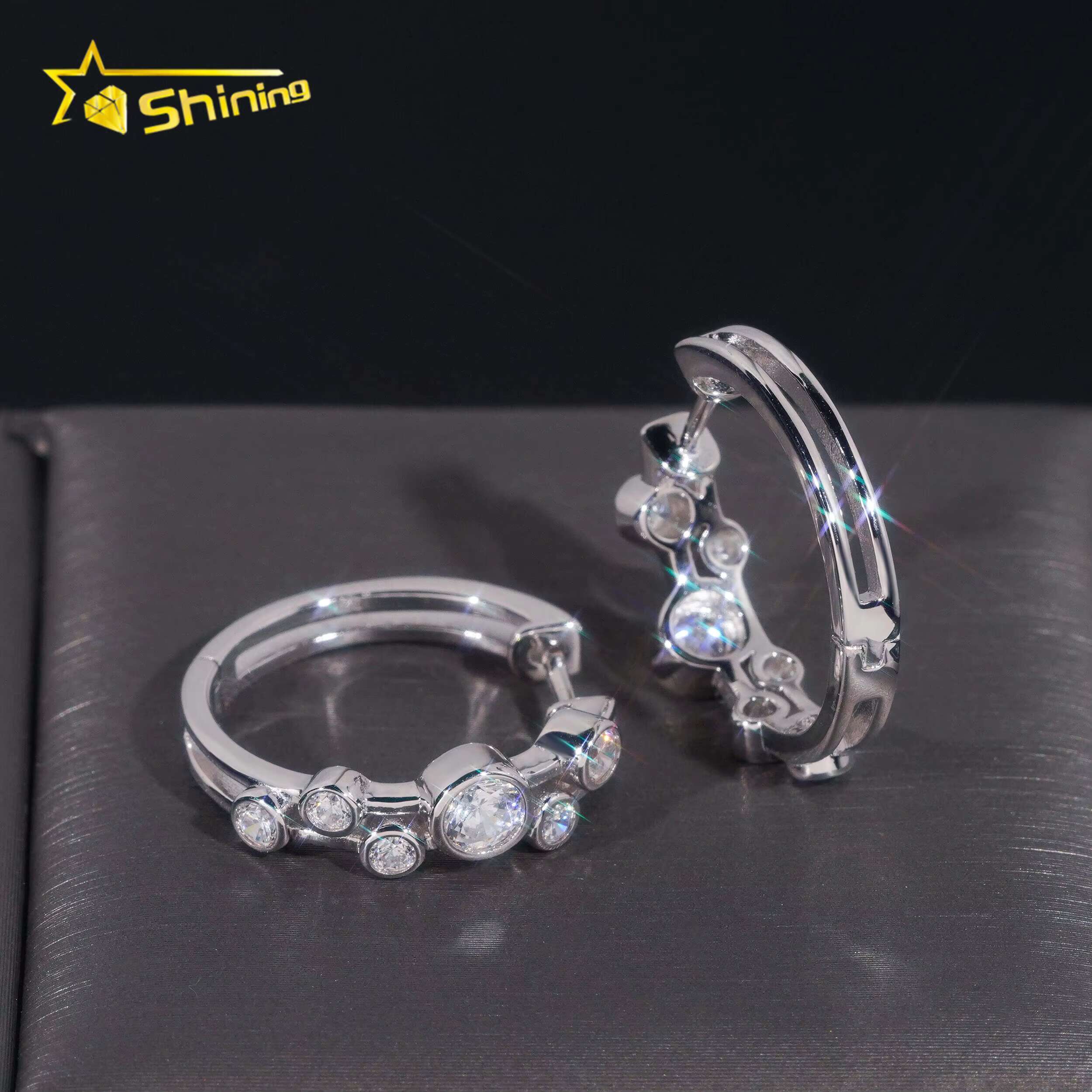 High Quality Hip Hop Jewelry 925 Sterling Silver Gold Plated Iced Out Moissanite Hoop Earrings Fashion Stud Earrings With GRA