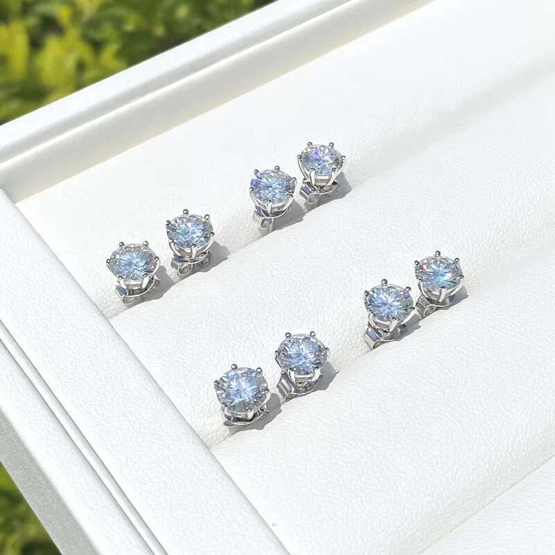 VVS Diamond Earring Factory Cheap Price Solid Gold Plated 925 Sliver Round Brilliant Cut Moissanite Hoop Stud Earrings Men Women