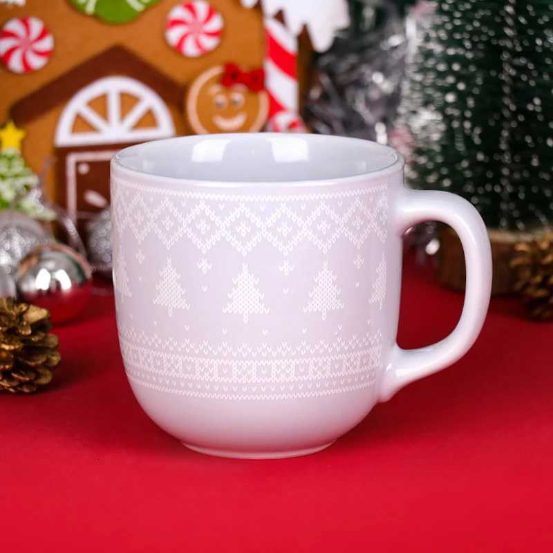 Christmas 350ml Premium Ceramic Christmas Mug Red Cup With Cartoon Reindeer Handle Design For Coffee Milk Water Xmas Gifts Y251112