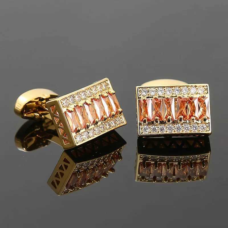 High quality mens cufflinks crystal rhinestone square French cufflinks luxury business wedding jewelry accessories giftsT250412