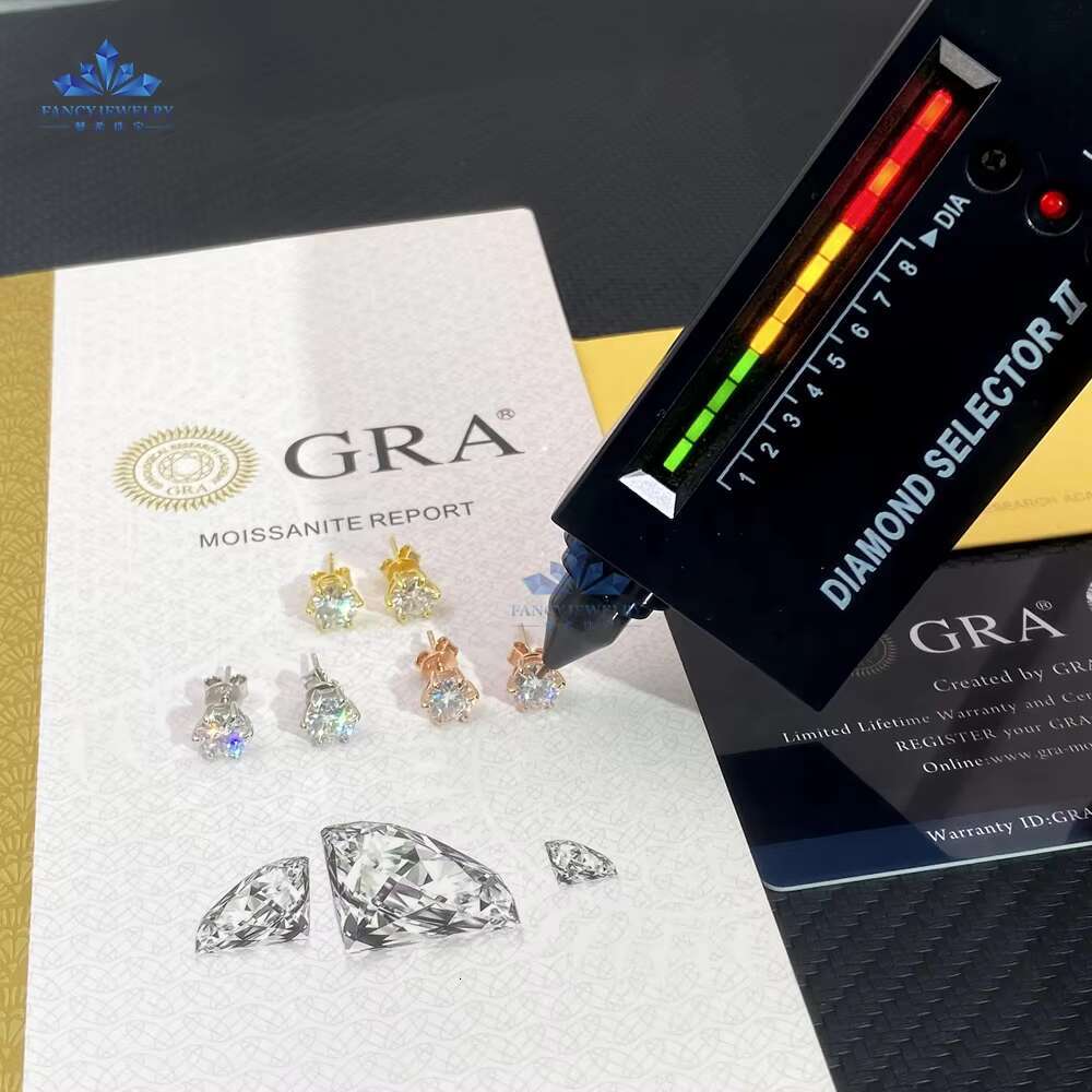 Wholesale Factory Price 10K 14K Solid Real Gold Vvs 1ct 2ct GRA Moissanite Diamond Stud Earrings for Women Men