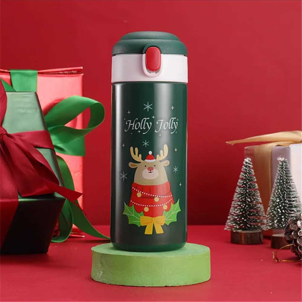 Christmas New Stainless Steel Christmas Thermos Cup Elk Santa Vacuum Water Bottle Thermos Cup With Lid Christmas Gift For Girl Friend Y251112