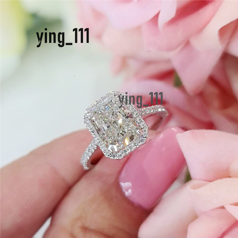 Jewelry IGI Certified 2.0 Carat E VS1 14K White Gold Radiant Lab Diamond Engagement Ring Promise Ring CVD Diamond Halo Womens Wedding Ring