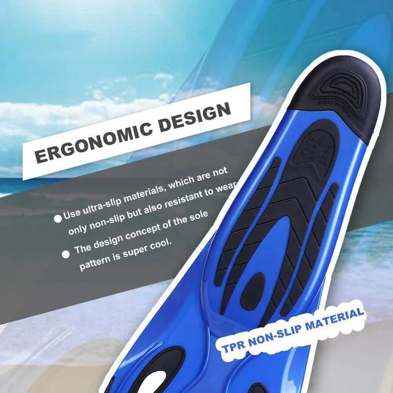 Professional adult flexible and comfortable TPR anti slip swimming diving fin rubber inflatable swimming flip water sports beach shoesY250412