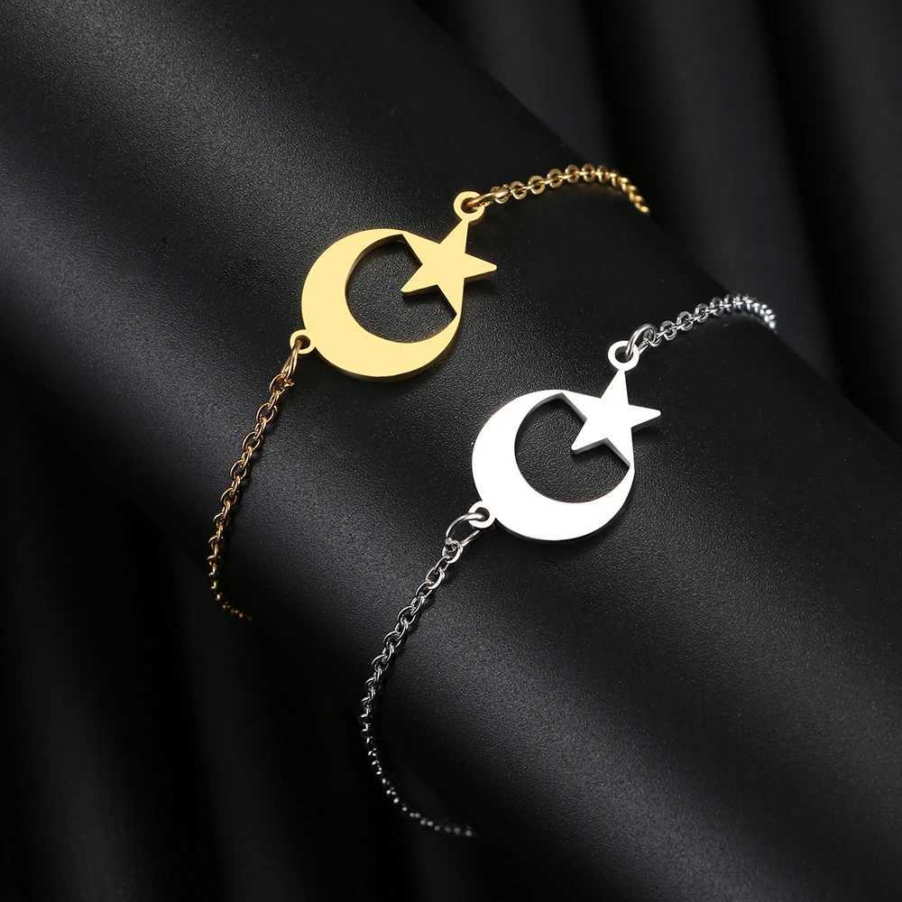 Stainless Steel Bracelets Classic Moon Stars Kpop Fashion Chain Charm Bracelet For Women Jewelry Wedding Party Friends GiftsC250411