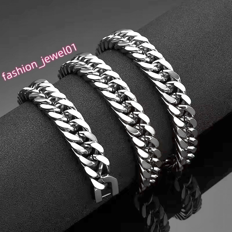 Mens Jewelry Hand Bracelet Waterproof Non Tarnish Free Stainless Steel Cuban Chain Link for Men