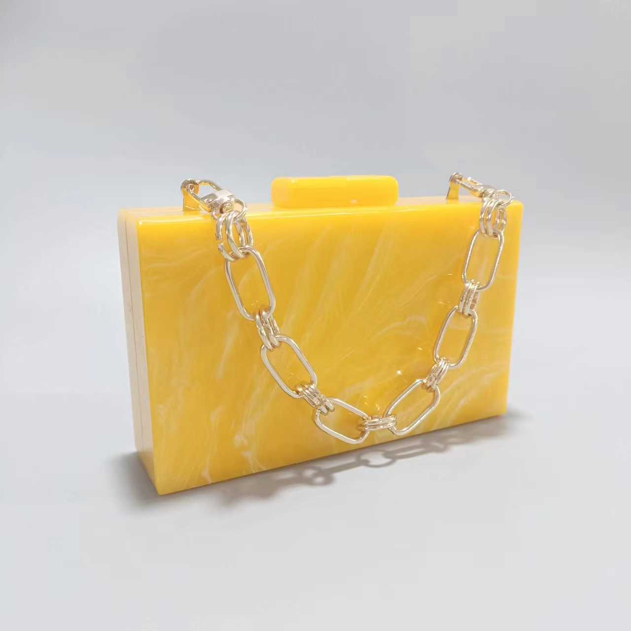 selling new yellow acrylic dinner bag grab bag single shoulder diagonal cross wedding fashion bag for women