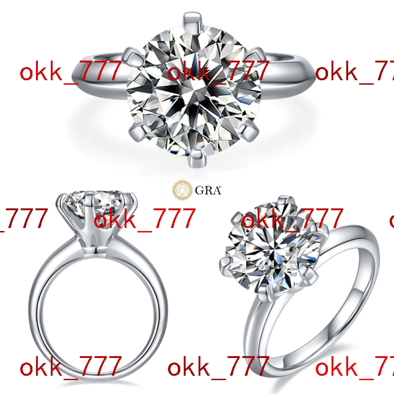 Classic 3ct 5ct Sterling Silver Moissanite Six Claws Round Wedding Ring Women Jewelry Moissanite Ring