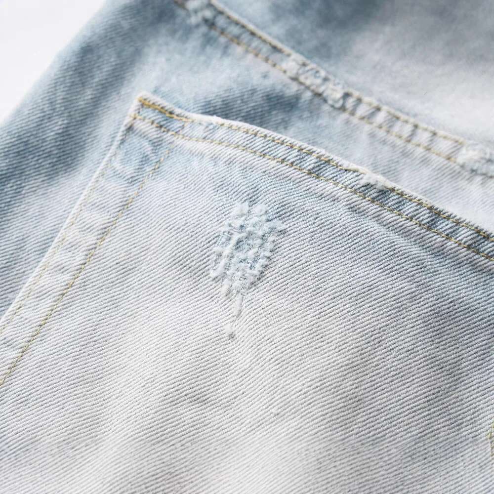 Washing Worn Cat Whisker Ripped Denim Shorts Hip Hop Jeans Retro Streetwear Jorts