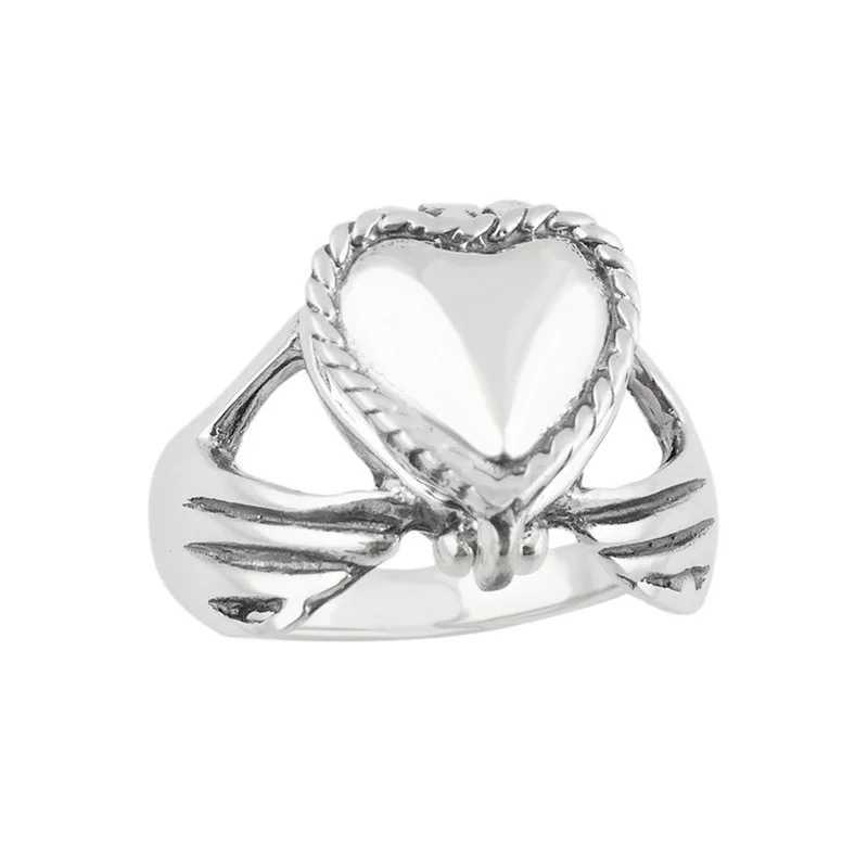 Unique heart-shaped hand lock Coffin ring secret small room open Lid ring mens party jewelryXJ250412