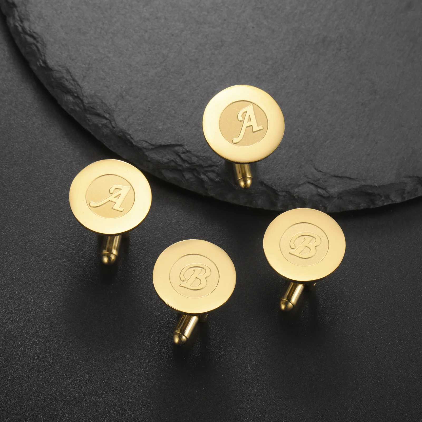 Cazador A-Z Initial Letter Cufflinks Mens Shirt 26 Letter Round Pendant Accessories Wholesale Wedding Groom Gifts 2025 NewT250412