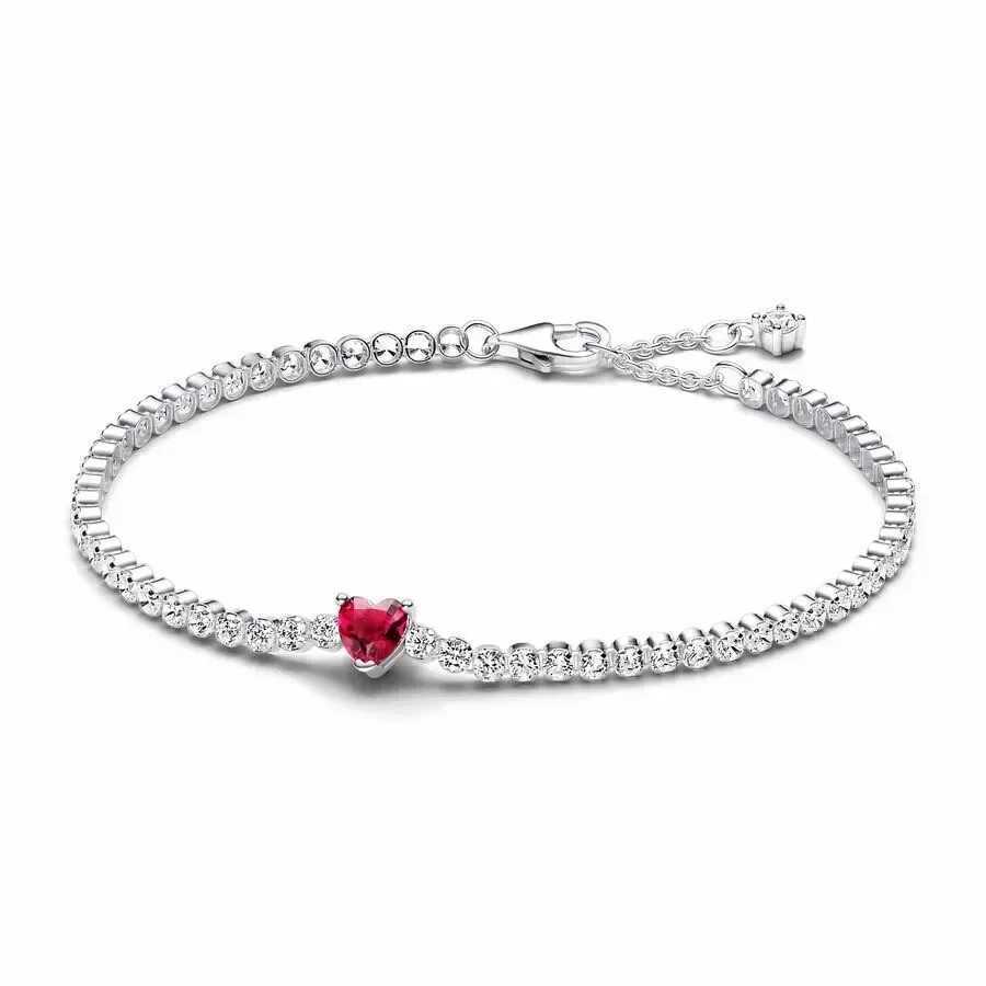 Exquisite 925 Sterling Silver New Shiny Heart-shaped Stars All Zircon Tennis Bracelet Luxurious Charm Bracelet Holiday GiftsC250411