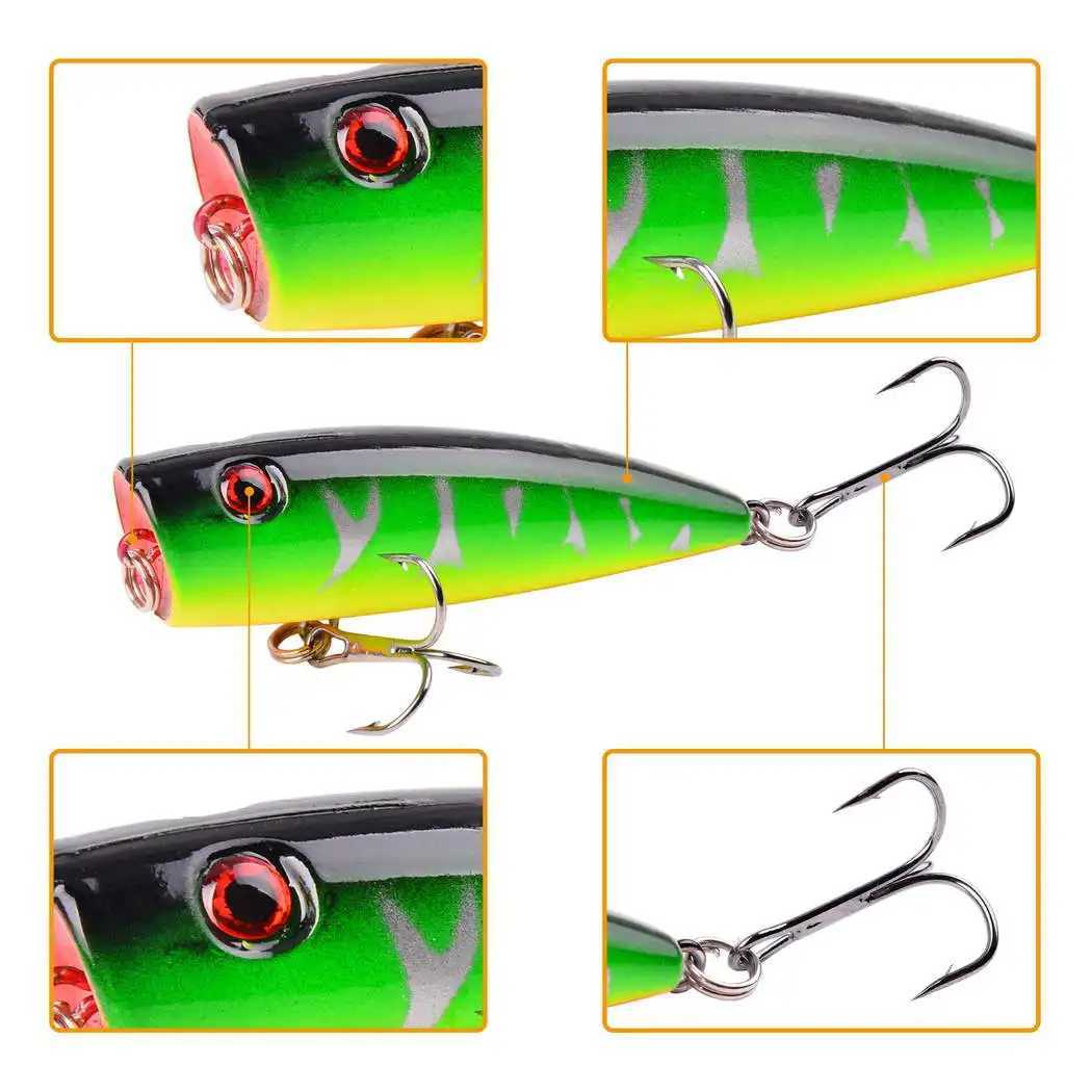 5pcs 9g 7cm Popper Fishing Lures Artificial Bait Wobblers Fishing Tackle Lure Set Carp Fishing Accessories Tools For Trout Bass Z250411