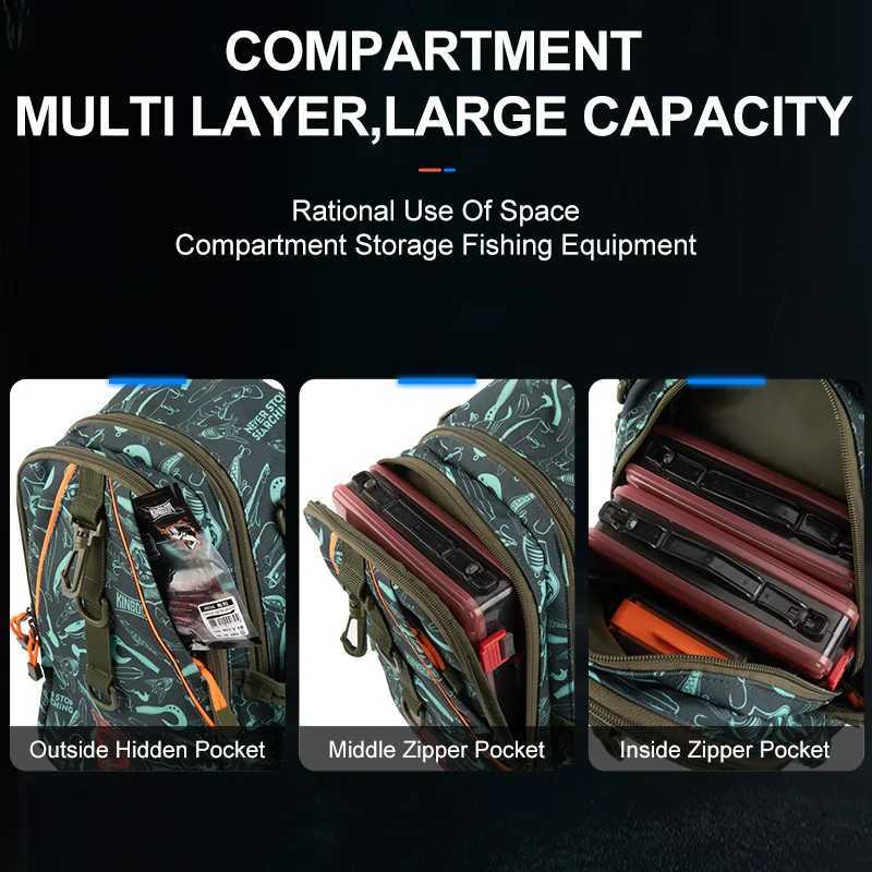 Kingdom New Fishing Bags 39*24*16.5cm Sports Bag Outdoor Backpack Fishing Reel Lure Box Fishing Accessories BAG Fishing Tackle Z250411