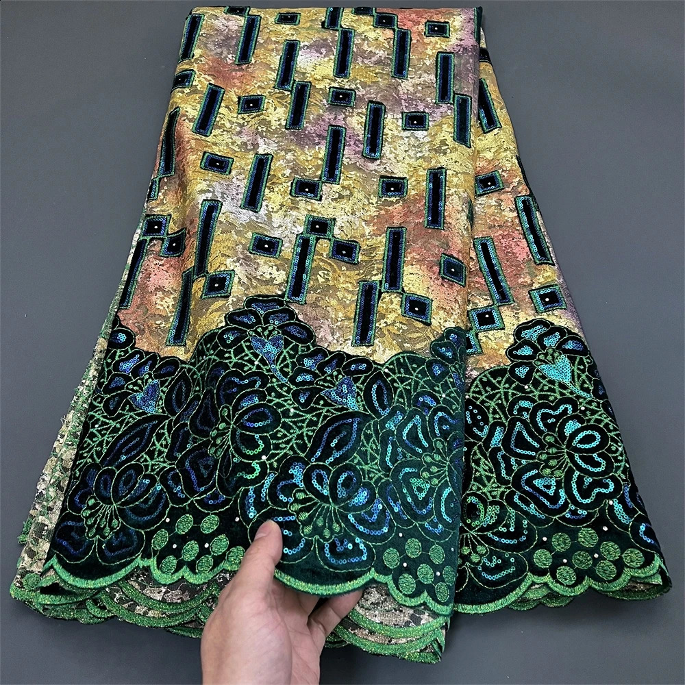 African Nigerian Sequins Tulle Lace FabricSewing Net Cloth Prom Dresses BeadsEmbroidery High Quality 2024 PS0024 5Yad 250407