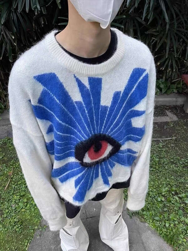 House Errors Eye Of Truth Sweater Casual Knitwear Instagram High Street Trendy Autumn/Winter Pullover Coat