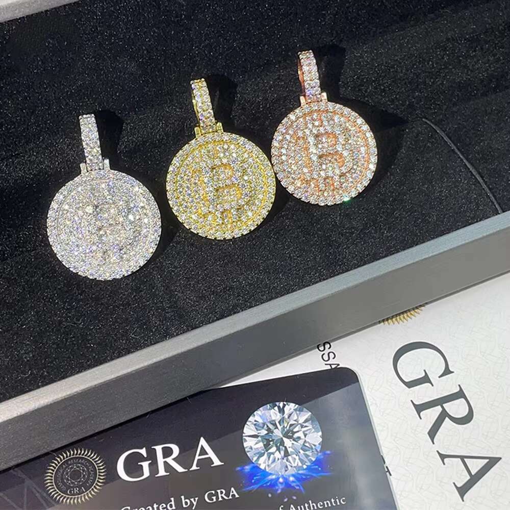 Bitcoinn Moissanite S925 Pendants Necklace Iced Out Necklaces for Men Pass Diamonds Tester Moissanite Pendant Necklace With GRA
