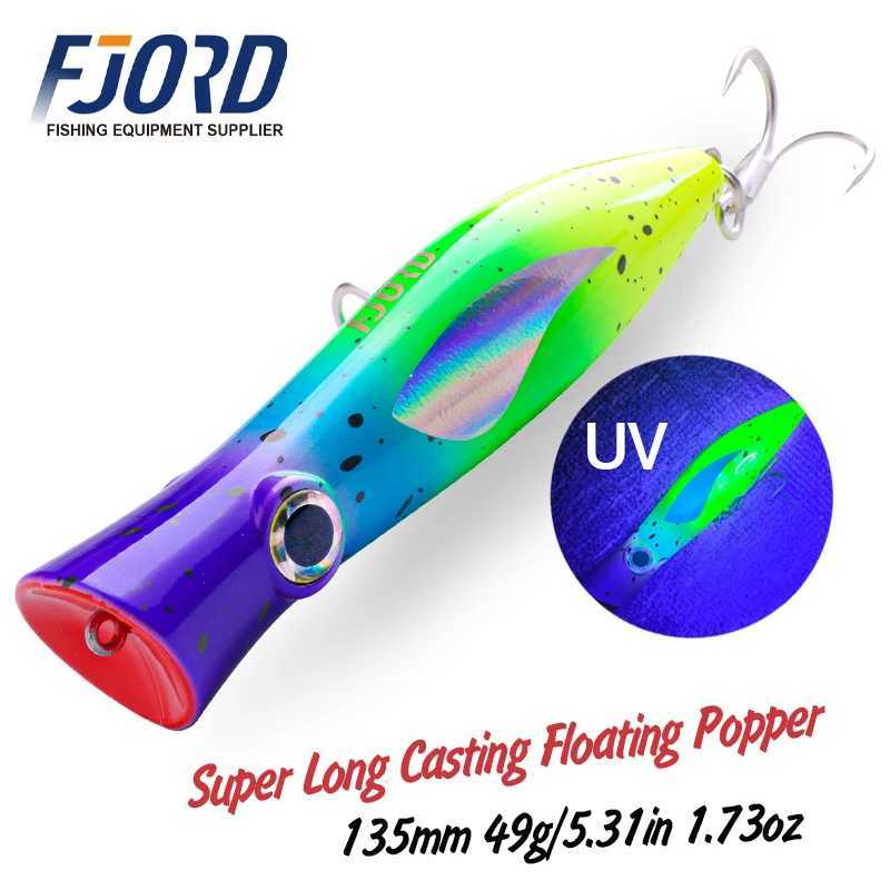 FJORD Popper Fishing Lure 49g Topwater Floating Surface Bait With Treble Hooks Big Mouth Saltwater Sea Hard Baits Fishing Goods Z250411