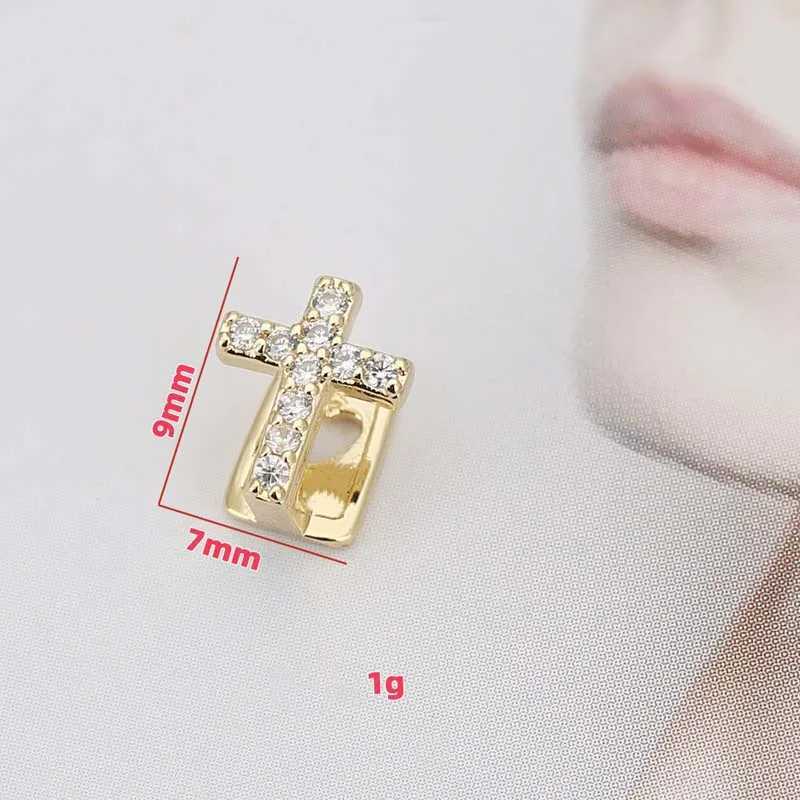 Stainless steel zircon cross tooth cap suitable for women punk hip-hop sparkling crystal personalized teeth Grilz couple jewelry gift W250412