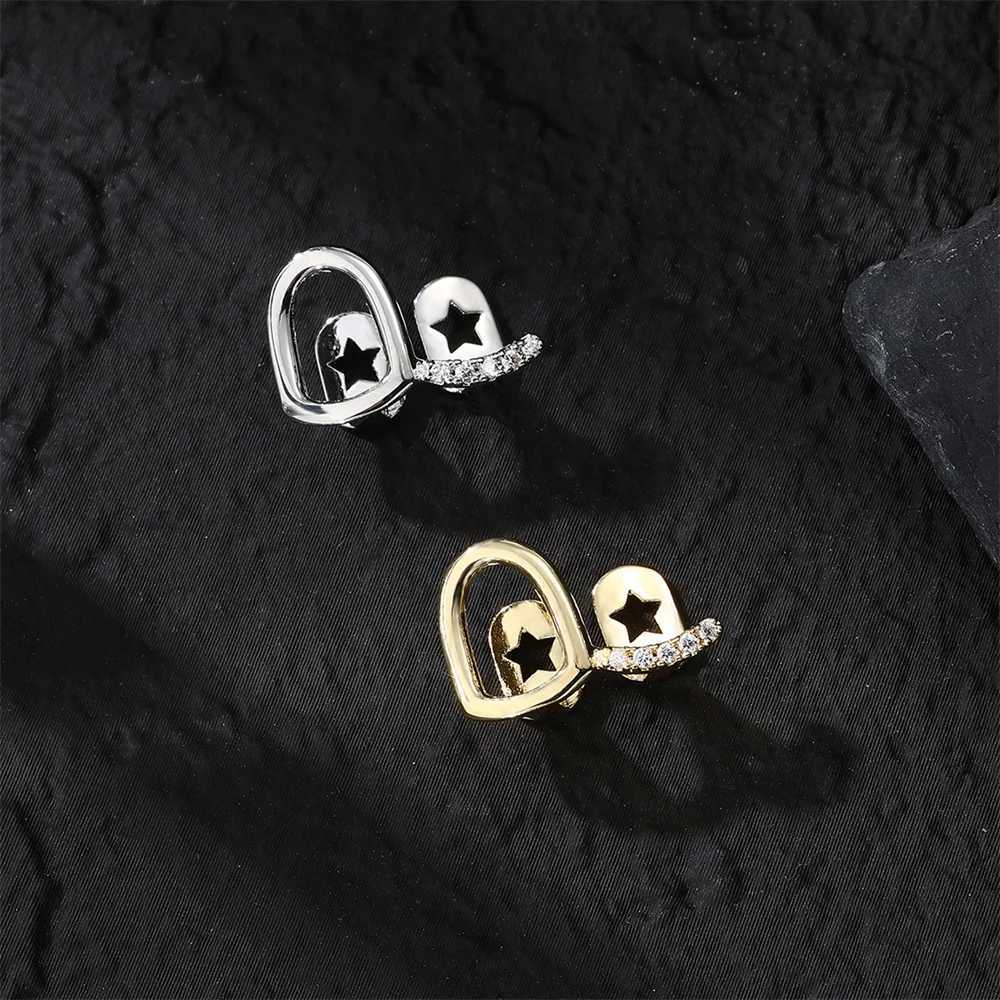 Hip hop fashion teeth hollow star single/double teeth grill jewelry unique teeth decoration role-playing decoration gift W250412