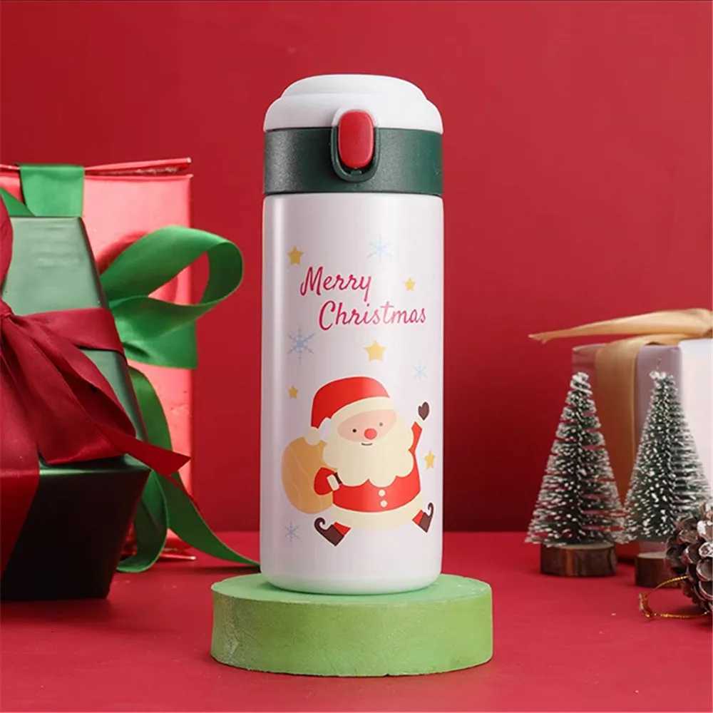 Christmas New Stainless Steel Christmas Thermos Cup Elk Santa Vacuum Water Bottle Thermos Cup With Lid Christmas Gift For Girl Friend Y251112